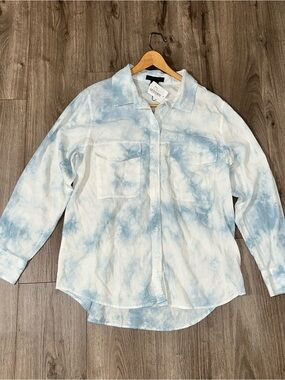 Boyfriend Shirt Light Blue and White Tie-Dye Shirt Eco-Friendly NWT